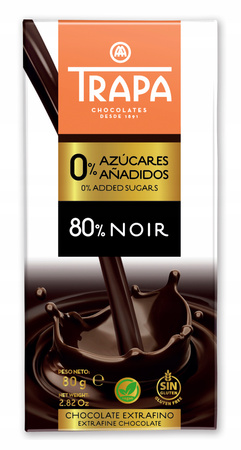 Trapa natural bitter chocolate 80g WITHOUT SUGAR AND PALM OIL Spain