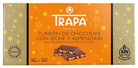 Turron Natural Nut Nougat Trapa 175 gr WITHOUT PALM OIL Spain