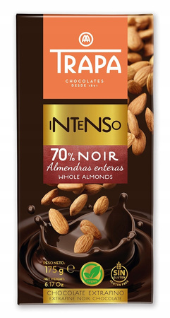 Trapa natural bitter chocolate with almonds 175g GLUTEN-free Spain