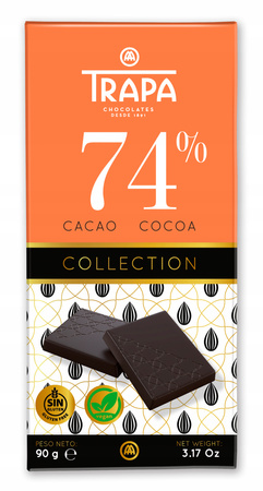 Trapa natural bitter chocolate, 90 g, WITHOUT PALM OIL Spain